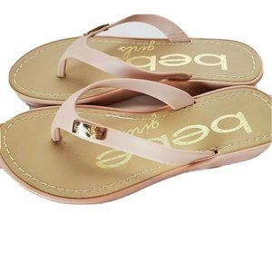 BEBE GIRLS PINK SANDAL / FILP FLOPS SIZE LARGE 2/3